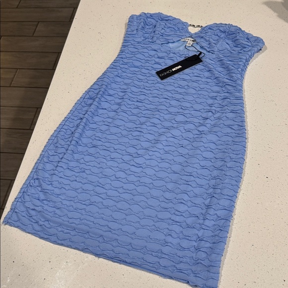 Fashion Nova Dresses & Skirts - Fashion Nova Light Blue Textured Blouse